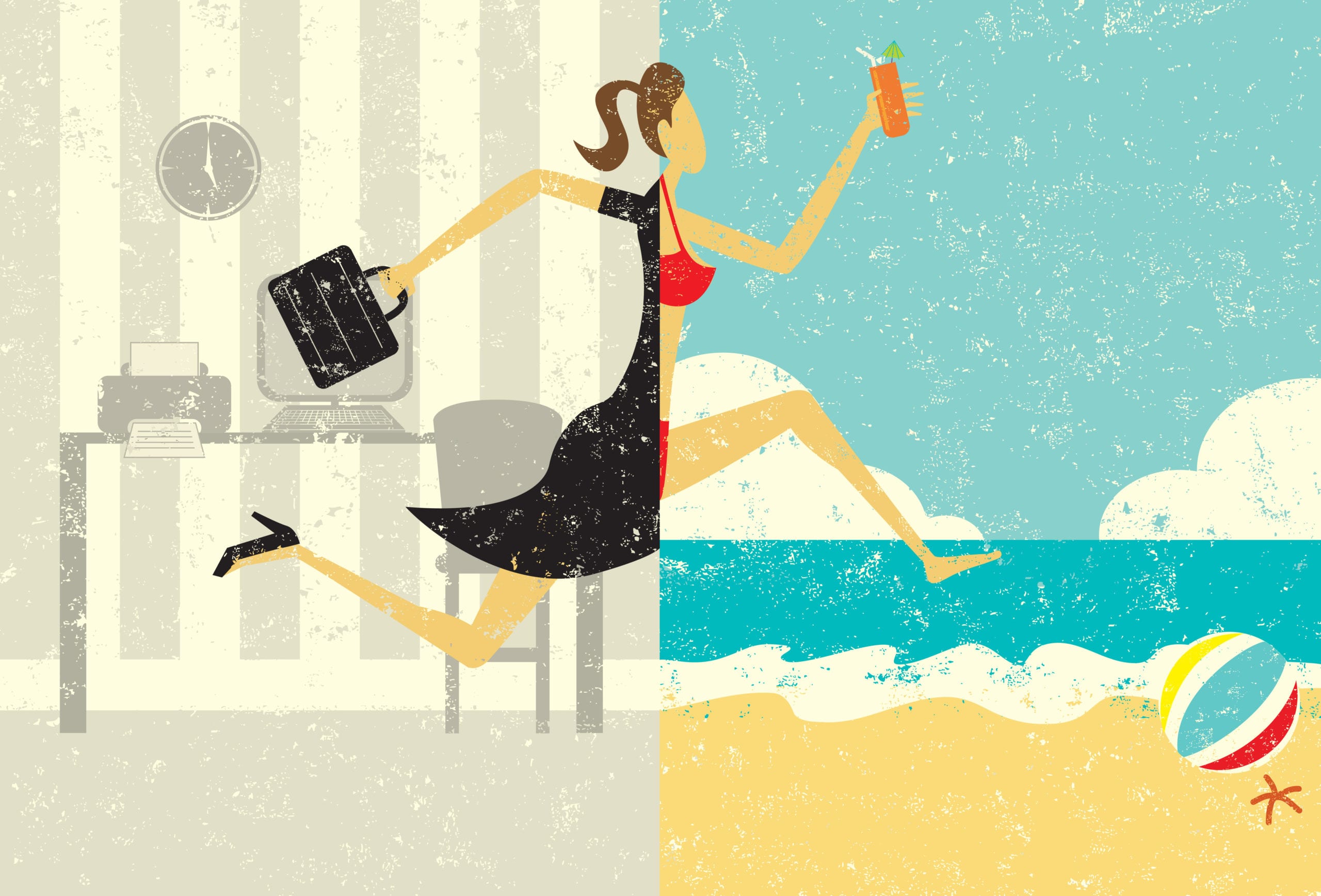 work and vacation illustration concept