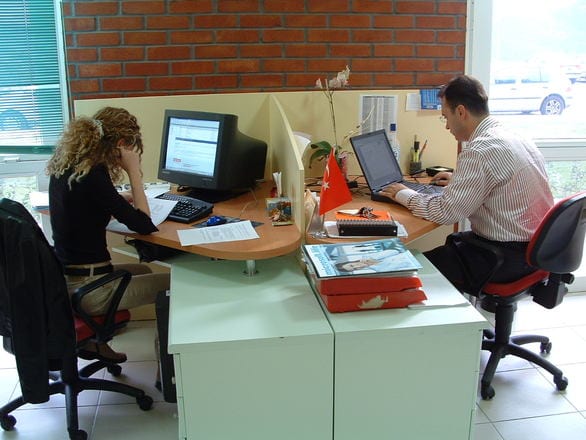 shared desk at office