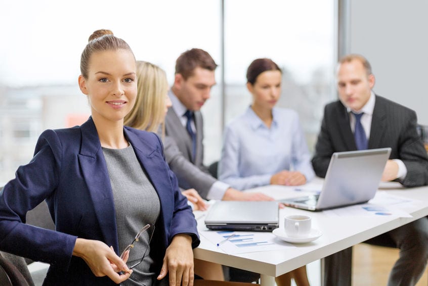 profassional woman sitting in office meeting